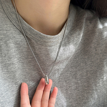 Rice Ornament) Silver Water Drop Snake Bone Chain Extreme Brief Wind Pendant Daily Lukewarm Senior Sensation Necklace Commute 100 lap