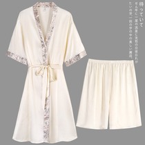 Day Style Sleeping Robe men with shorts for spring and autumn relaxed and thin ice silk Summer light extravaganza and bathrobe silk long style pyjamas