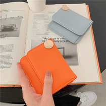 Short simple small ultra-thin women's card bag Korean version of ins multi-card card clip buckle mini bank card identification bag