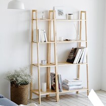 Simple bookshelf floor shelf solid wood multi-layer bookcase display stand living room bedroom bedside wall storage