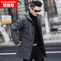 2021 new autumn windbreaker men long spring and autumn thin loose middle aged high end business casual hooded coat
