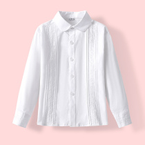 Girl White Shirt Long Sleeve Campus School Section College Wind Girls Pure Cotton Children White Shirt Elementary School Uniforms Short Sleeves