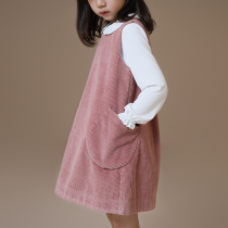 Hua tooth childrens clothing early autumn new girl childrens parent-child cotton corduroy sleeveless vest skirt baby dress