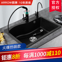 Wrigley kitchen quartz stone sink washing basin large single trough basin sink black granite household sink