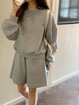 shine Korean two-color medium-length salt wear long-sleeved sweater leisure sports two-piece suit
