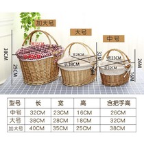 Rattan picnic basket folding picking basket Fruit basket portable shopping basket Childrens portable basket Pastoral picnic basket