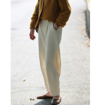Beige pear-shaped body jeans women spring and autumn 2021 New Korean version of high waist loose wide legs ankle-length pants children