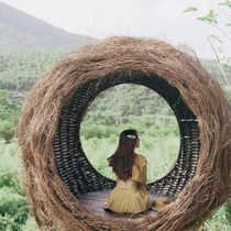 Bali net red Rattan birds nest swing scenic wedding shooting props Creative hanging round bed outdoor bed and breakfast