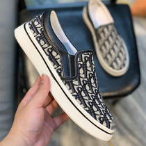 Real leather web cloth shoes Mens Europe Station Summer 100 Lap Breathable Casual One Foot Pedal Sloth Shoes Trendy Genuine Leather Board Shoes Man