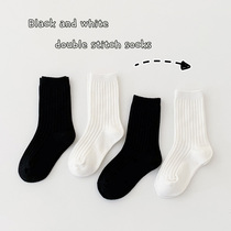 Childrens socks Spring and Autumn Pure Cotton Boy Girls White Medium Socks Baby Stockings Childrens Pure Chrome Cotton Socks