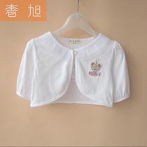 Girls sunscreen shawl cotton seven-point sleeve middle sleeve outside the baby spring and summer white thin childrens air-conditioning shirt