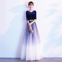 Cantata performance dress temperament conductor clothing Student adult banquet host Evening dress Female long section
