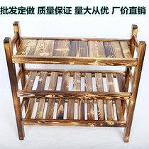 Hot pot restaurant food rack solid wood vegetable rack carbonized fire wood rack multi-layer barbecue grill hotel food rack