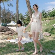 New one-piece skirt style parent-child swimsuit mother and daughter Girl Girl beautiful back thin Belly Belly swimming Swimsuit Beach swimsuit