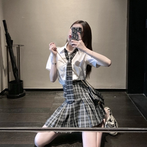 2021 summer new school uniform full set of college style shirt pleated skirt two-piece suit female genuine jk uniform skirt