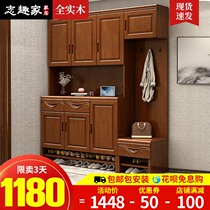 Chinese solid wood shoe cabinet door Home Home Xuanguan Cabinet Brief About Small Household Type Entrance Hall Hall Cabinet Integrated Living Room Partition Cabinet