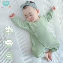Baby one-piece clothes without bone pure spring autumn and winter clothing newborn baby clothes pajamas khaclothes to wear pure cotton light and luxurious