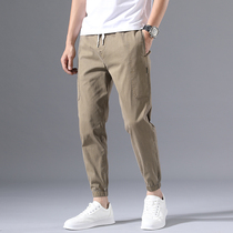 Casual pants mens Harlem pants Spring and Autumn New loose ankle-length pants mens pants tie pants trend Joker pants