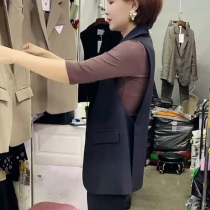 Suit waistcoat A female small child 2022 spring and autumn new foreign air display slim trend fashion open fork horse jacket jacket trendy