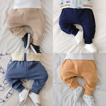 French Jacadi male and female baby pants spring fall baby outside wearing long pants large pp pants high waist and belly-care Harun pants