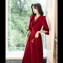 Toast bride autumn long sleeve arm back thank you banquet dress wedding engagement dress usually wear