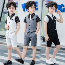 Boy suit vest three-piece Summer Boy dress flower girl wedding dress children host piano performance suit