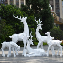 FRP geometric sika deer ornaments outdoor garden landscape block surface deer sculpture real estate community green space decoration