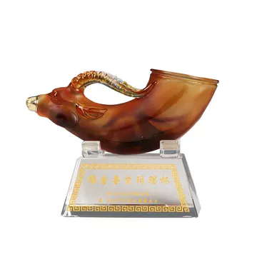時代物 瑪瑙彫 羊首杯 盃 獸首 メノウ 生肖 重さ139.3g｜美術品