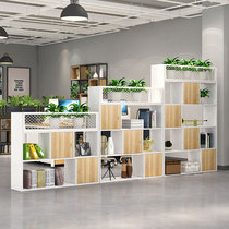 Office partition cabinet screen double-sided combination wooden bookshelf cabinet creative grid hollow porch display cabinet