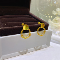 Gold stud earrings female 5g gold geometric circle earrings 999 gold glossy earrings ring earrings gift for girlfriend