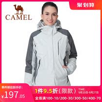 Camel womens clothing outdoor waterproof windproof breathable plush interior thickened warm assault suit mountaineering jacket