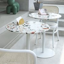 Net red restaurant Coffee table Lounge area Outdoor terrazzo table Milk tea shop table and chair Commercial marble dining table