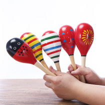 Orff musical instrument wooden color sand ball baby hand holding educational toy wooden sand hammer exercise hearing rattle
