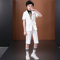 Childrens suit suit daily White short sleeve suit model catwalk show costume host boy dress handsome