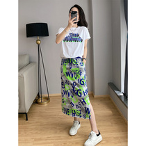 Sandro Moscoloni White short-sleeved T-shirt Casual suit skirt Womens summer fashion foreign style age-reducing dress