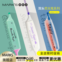 Japan MARKS flagship store Tapir Two-head Fluorescent Pen Sleeve 0 4mm Rough Head 1 0mm Transparent fragrance design painting save strength learning notes handbook KOBAR