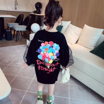 Girls medium long clothing spring clothing spring clothing 2022 new foreign air children fashion casual one-piece dress girl with little girls dress