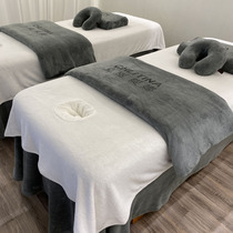 Beauty bedspread four-piece set of high-end beauty salon body massage tattoo embroidery medical beauty simple solid color bed set custom logo