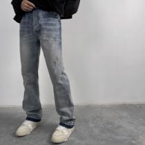 ROOLRREN wash do old burrs luxury tide men autumn loose straight tube high waist vibe denim trousers high street