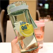 Korean creative couple plastic cup outdoor casual Cup student Japanese simple rocking Cup leak-proof drinking cup