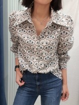 South Korea East Gate straight hair Honey-U women long sleeve lapel fashion shirt