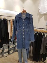 Korea Dongdaemun direct mail discount LUMIPER women lapel buckle denim dress S M