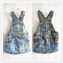 Japan exports original single girl childrens clothing soft elastic thin denim skirt strap skirt suit foreign trade tail list