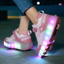 Skate can walk with wheels shoes bao zou xie female summer skateboard shoes pulley adult belt-pulley shoes deformation