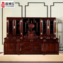 Mahogany furniture Mahogany desk bookcase combination acid branch wood big desk broadleaf yellow sandalwood Chinese solid wood boss table