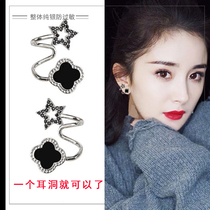 Earrings female sterling silver hypoallergenic Korean fashion temperament Clover advanced sense Net red earrings 2021 New Tide
