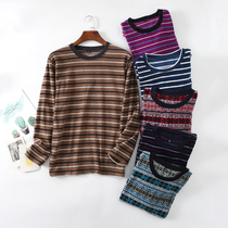 Autumn and winter new mens fleece home clothing top long sleeve round neck pullover soft light velvet casual loose loose