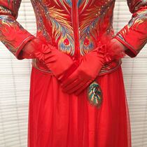 Red Gloves Wedding Bride Xiuhe Wedding Red with Xiuhe Clothing Spring 2021 New Lace Short Chinese Style