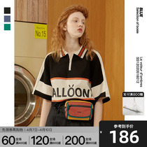 Bosie summer new POLO shirt male couple female splicing loose casual turtlenecks short sleeve college blouse Chauffins