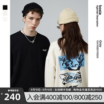 bosie Gray2021 winter New comfortable skin-friendly long sleeve T-shirt pattern print top tide